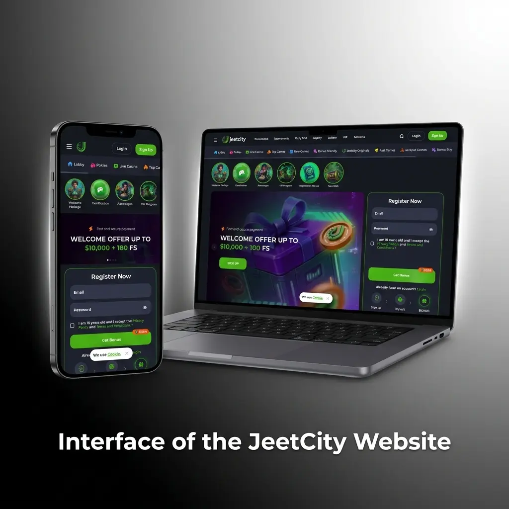 JeetCity website navigation bar with Sports, Casino, Live Casino, Promotions, and VIP tabs