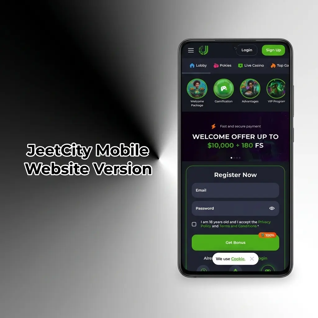 JeetCity mobile website on a smartphone browser